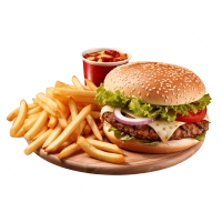 Burgers geserveerd met friet.