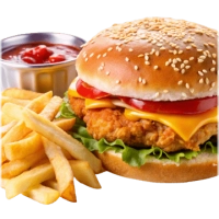 Burgers geserveerd met friet.